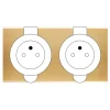 Prise*Modelec Façade, Confidence, Double horizontal, Laiton brossé, Prise de sol 2P+T x2, L15,1cm, H8cm -
