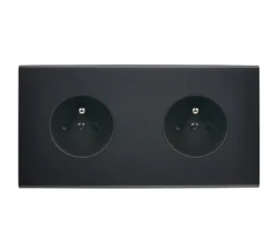 Prise*Modelec Façade, Confidence, Double horizontal, Noir, Prise-2P+T x2, L15,1cm, H8cm -