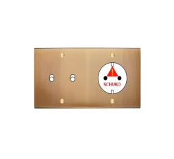 Interrupteur*Modelec Façade, Confidence, Double horizontal, Vieux bronze, Interrupteur x2, Prise-Schuko x1, À vis, L15,1cm, H8cm -