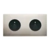 Façade, Confidence, Double horizontal, Nickel satiné, Prise-2P+T x2, L15,1cm, H8cm - Modelec