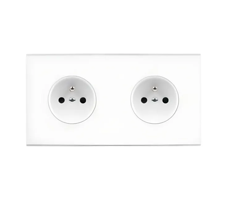 Façade, Confidence, Double horizontal, Blanc, Prise-PC x2, L15cm, H8cm - Modelec