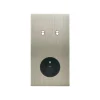 Interrupteur|Prise*Modelec Façade, Confidence, Double vertical, Acier brossé, Interrupteur x2 et Prise-PC x1, L8cm, H15.1cm -