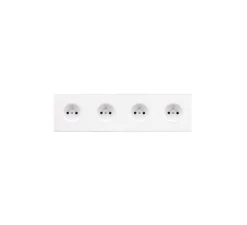 Façade, Confidence, Quadruple horizontal, Blanc mat, Prise-2P+T x4, L29,3cm, H8cm - Modelec