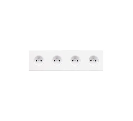Façade, Confidence, Quadruple horizontal, Blanc mat, Prise-2P+T x4, L29,3cm, H8cm - Modelec