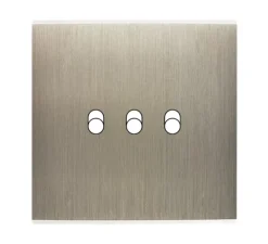 Façade, Confidence, Simple, Acier brossé, Interrupteur x3, L8cm, H8cm - Modelec