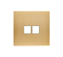 Façade, Confidence, Simple, Laiton brossé, Prise-RJ45 x2, L8cm, H8cm - Modelec