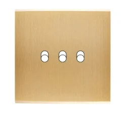 Interrupteur*Modelec Façade, Confidence, Simple, Laiton brossé, Interrupteur x3, L8cm, H8cm -