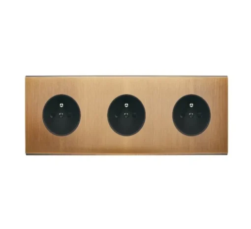 Façade, Confidence, Triple horizontal, Vieux bronze, Prise-PC x3, L8cm, H22,2cm - Modelec