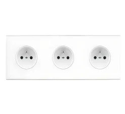 Façade, Confidence, Triple horizontal, Blanc, Prise-2P+T x3, L22,2cm, H8cm - Modelec