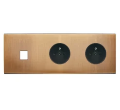 Façade, Confidence, Triple horizontal, Vieux bronze, Prise-2P+T x2, Prise-RJ45 x1, L22,2cm, H8cm - Modelec