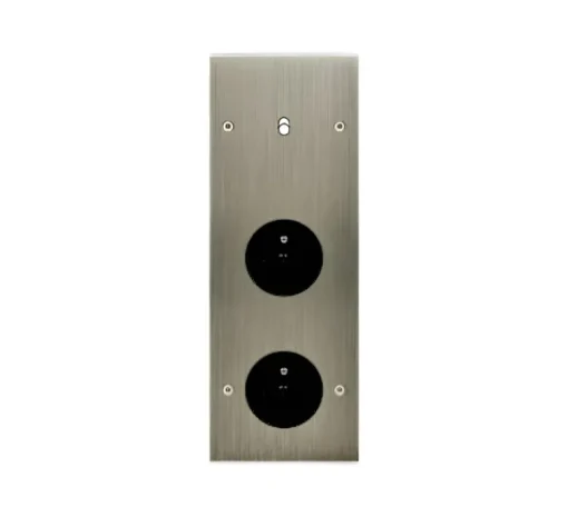 Prise|Interrupteur*Modelec Façade, Confidence, Triple vertical, Acier brossé, Interrupteur x1 et Prise-PC x2, L8cm, H22,2cm -
