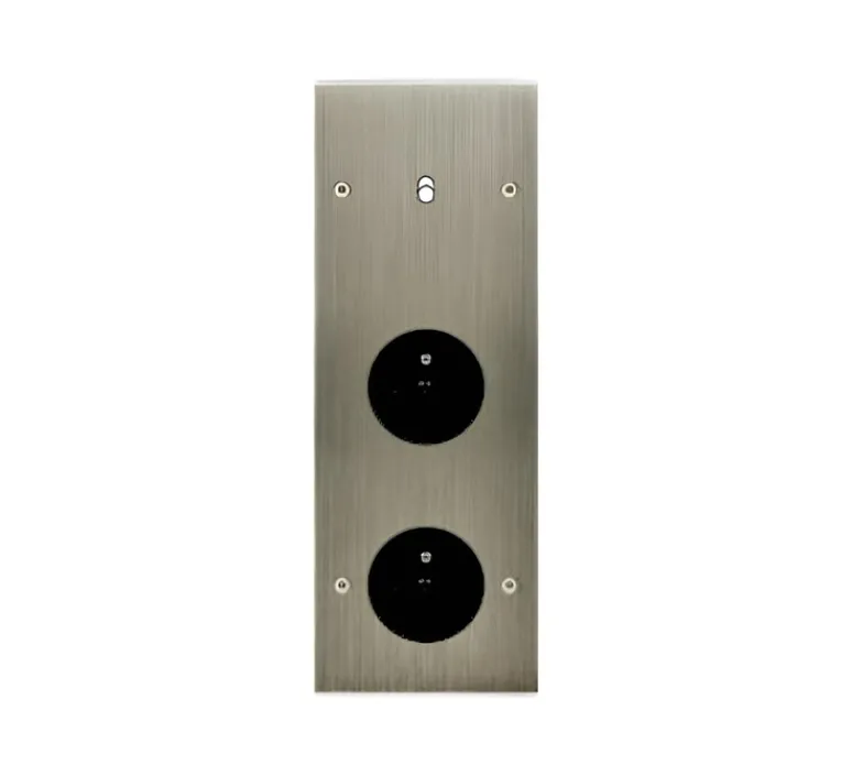 Prise|Interrupteur*Modelec Façade, Confidence, Triple vertical, Acier brossé, Interrupteur x1 et Prise-PC x2, L8cm, H22,2cm -