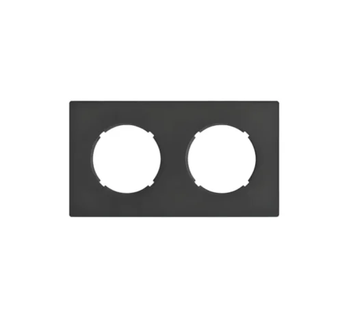 Façade, DOM, Double horizontal ou vertical, vertical, Noir mat, Interrupteur ou prise, L15,7cm, H8,6cm - Fontini