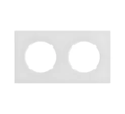Façade, DOM, Double horizontal ou vertical, Blanc mat, Interrupteur ou prise, L15,7cm, H8,6cm - Fontini