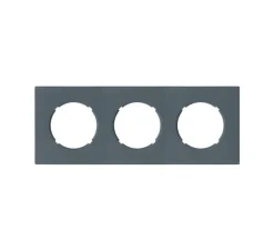 Façade, DOM, Triple horizontal ou vertical, Gris bleu mat, Interrupteur ou prise, L22,8cm, H8,6cm - Fontini