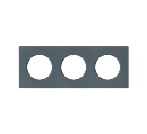 Façade, DOM, Triple horizontal ou vertical, Gris bleu mat, Interrupteur ou prise, L22,8cm, H8,6cm - Fontini