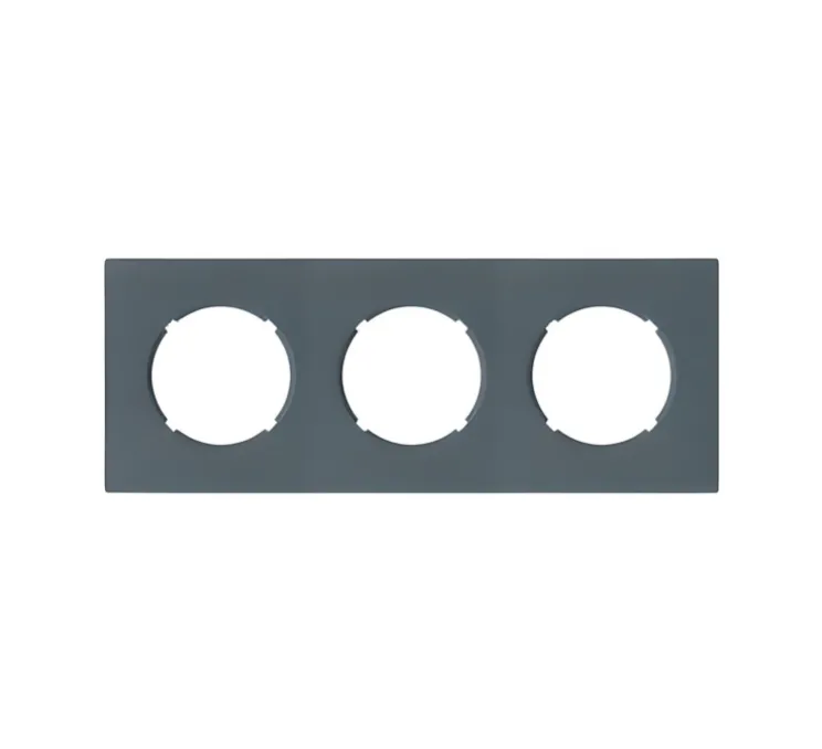 Façade, DOM, Triple horizontal ou vertical, Gris bleu mat, Interrupteur ou prise, L22,8cm, H8,6cm - Fontini