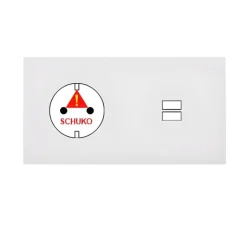 Interrupteur|Prise*Modelec Façade, Désir, Double horizontal, Blanc mat, Prise-Schuko x1, Prise-USB A/C x1, L15,1cm, H8cm -