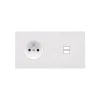 Prise*Modelec Façade, Désir, Double horizontal, Blanc mat, Prise-2P+T x1, Prise-USB C/C x2, L15,1cm, H8cm -