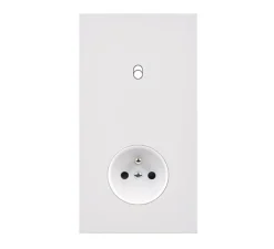 Interrupteur|Prise*Modelec Façade, Désir, Double vertical, Blanc mat, Interrupteur x1 et Prise-2P+T x1, L8cm, H15,1cm -