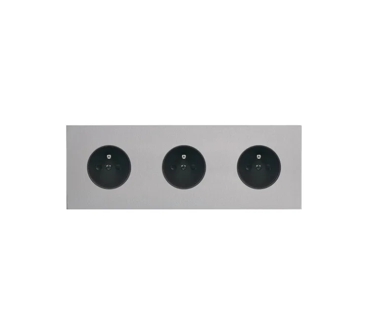 Façade, Désir, Triple horizontal, Aluminium mat, Prise-2P+T x3, L22,2cm, H8cm - Modelec