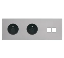 Façade, Désir, Triple horizontal, Aluminium mat, Prise-2P+T x2, Prise-RJ45 x1, Prise-HDMI x1, L22,2cm, H8cm - Modelec