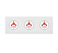 Façade, Désir, Triple horizontal, Blanc mat, Prise-Schuko x1, Prise-Schuko x1, Prise-Schuko x1, L22cm, H8cm - Modelec