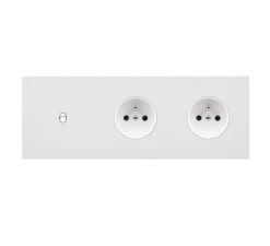 Prise|Interrupteur*Modelec Façade, Désir, Triple horizontal, Blanc mat, Interrupteur x1 et Prise-PC x2, L22,2cm, H8cm -