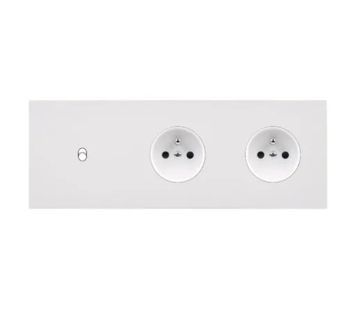 Prise|Interrupteur*Modelec Façade, Désir, Triple horizontal, Blanc mat, Interrupteur x1 et Prise-PC x2, L22,2cm, H8cm -