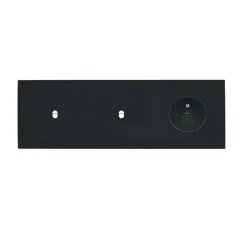 Interrupteur|Prise*Modelec Façade, Désir, Triple horizontal, Noir mat, Interrupteur x2, Prise-PC x1, L15,1cm, H8cm -