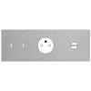 Façade, Désir, Triple horizontal, Aluminium mat, Interrupteur x2, Prise-2P+T x1, Prise-USB A/C x1, L22,2cm, H8cm - Modelec