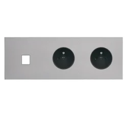Façade, Désir, Triple horizontal, Aluminium mat, Prise-RJ45 x1, Prise-2P+T x2, L22,2cm, H8cm - Modelec