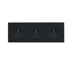 Façade, Désir, Triple horizontal, Noir mat, Prise-2P+T x3, L22,2cm, H8cm - Modelec