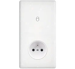 Interrupteur|Prise*Modelec Façade, Hitera, Double vertical, Blanc terrazzo, Interrupteur x1, Prise-2P+T x1, L8,5cm, H15,6cm -