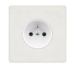 Façade, Hitera, Simple, Blanc terrazzo, Prise-PC x1, L8,5cm, H8,5cm - Modelec
