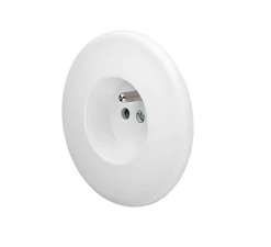 Façade, Iris, Rond, Blanc soft touch, Prise-PC x1, L8cm, H8cm - Modelec
