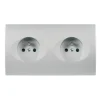 Façade, Karo, Double horizontal, Aluminium satin, Prise-2P+T x2, L15,1cm, H8cm - Modelec
