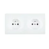 Prise*Modelec Façade, Karo, Double horizontal, Blanc soft touch, Prise-PC x2, L15,1cm, H8cm -