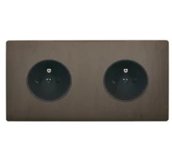 Prise*Modelec Façade, M, Double horizontal, Canon de fusil, Prise-2P+T x2, L15,1cm, H8cm -