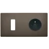 Prise|Interrupteur*Modelec Façade, M, Double horizontal, Canon de fusil, Interrupteur x1, Prise-2P+T x1, L15,1cm, H8cm -