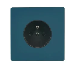 Prise*Modelec Façade, M, Simple, Bleu gris mat, Prise-2P+T x1, L8cm, H8cm -