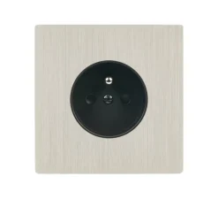 Prise*Modelec Façade, M, Simple, Nickel brossé, Prise-PC x1, L8cm, H8cm -