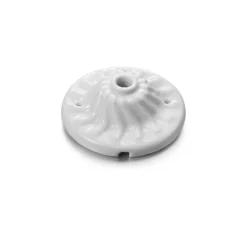 Fleuron pour lampe, Garby, Porcelaine blanc, Ø100x34mm - Fontini