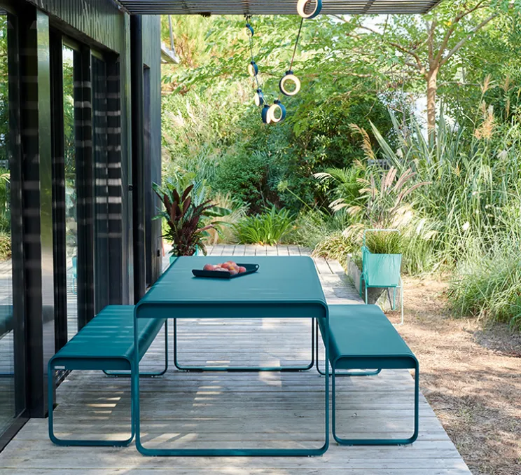 Guirlande lumineuse, HOOP, bluetooth, bleu acapulco, IP54, LED, 3000K, 960lm, Ø1200cm, H9,6cm - FERMOB