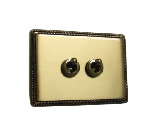 Interrupteur, 1950, Simple, Doré, Va-et-vient x1, Poussoir x1, Doré, L12,5cm, H9cm - Fontini