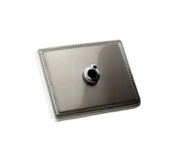 Interrupteur, 1950, Simple, Nickel satiné, Va-et-vient x1, Chrome, L12,5cm, H9cm - Fontini