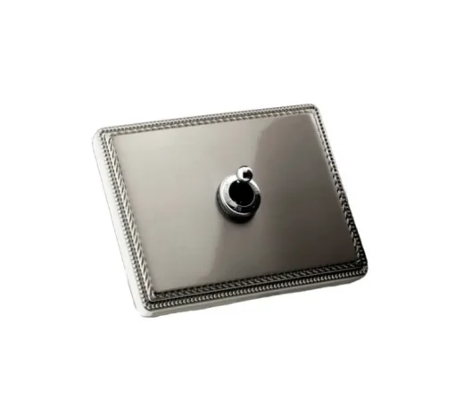 Interrupteur, 1950, Simple, Nickel satiné, Va-et-vient x1, Chrome, L12,5cm, H9cm - Fontini