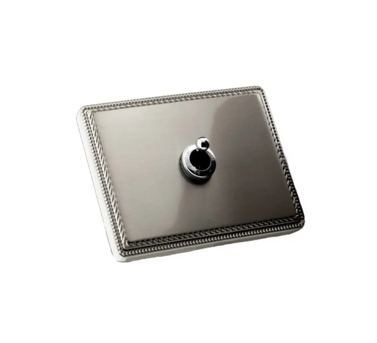Interrupteur, 1950, Simple, Nickel satiné, Va-et-vient x1, Chrome, L12,5cm, H9cm - Fontini