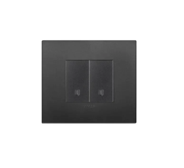 Interrupteur*Vimar Interrupteur avec Led, Arké, Simple, Noir, Poussoir x1, Va-et-vient x1, Noir, L9cm, H9cm -