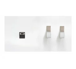 Prise|Interrupteur*Font Barcelona Interrupteur, Bridge, Double horizontal, Blanc mat, Prise-USB A/C x1 et Va-et-vient x2 Nickel, L16,1cm, H9cm -
